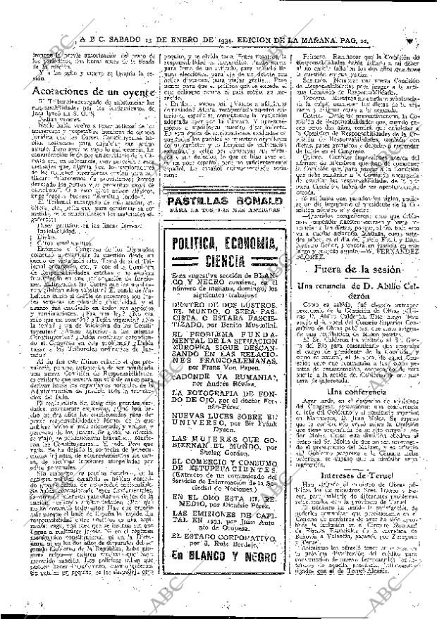 ABC MADRID 13-01-1934 página 22