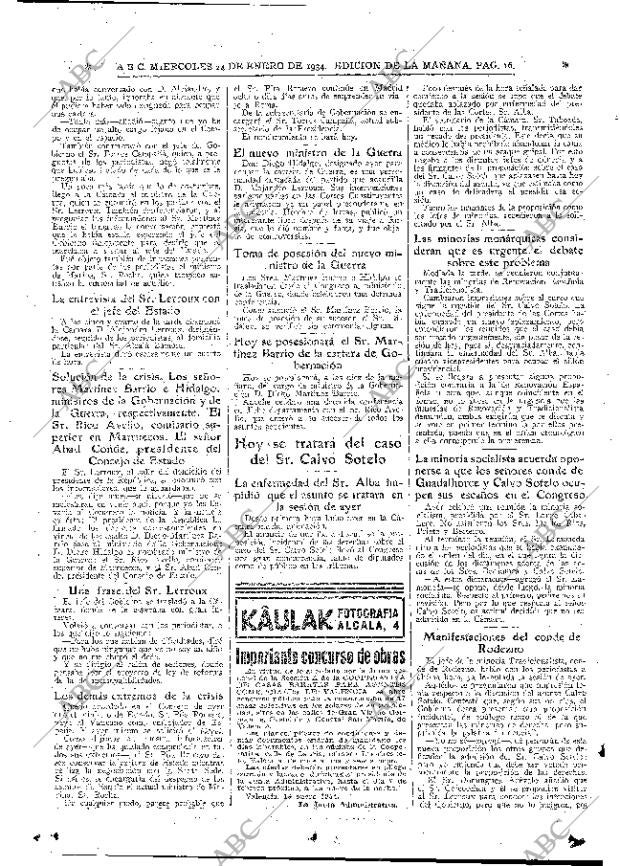 ABC MADRID 24-01-1934 página 16