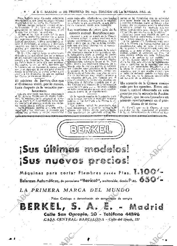 ABC MADRID 10-02-1934 página 16
