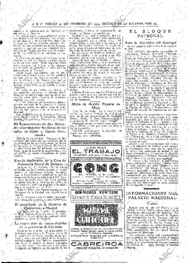 ABC MADRID 22-02-1934 página 25