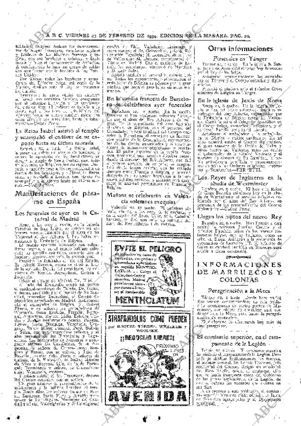 ABC MADRID 23-02-1934 página 20