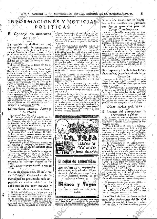 ABC MADRID 22-09-1934 página 21