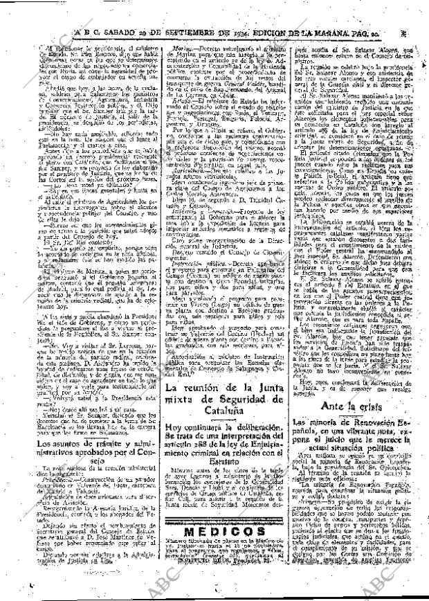 ABC MADRID 29-09-1934 página 20