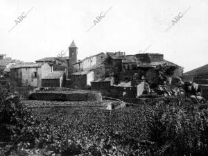Vista general del pueblo Fuentes de Rubielos (Teruel)