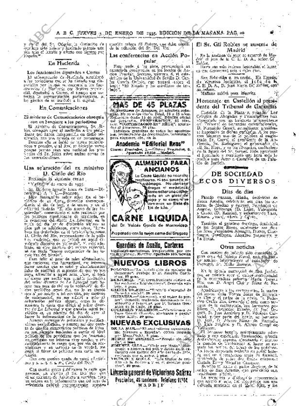 ABC MADRID 03-01-1935 página 20