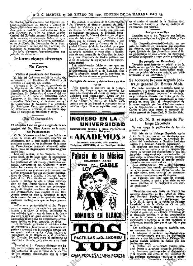 ABC MADRID 15-01-1935 página 25