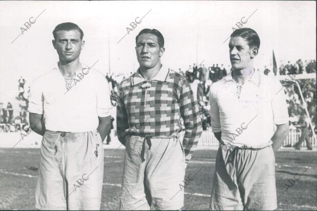 , Prudencio Gómez, Andrés Lerín y Pedro Alonso en un encuentro del campeonato...