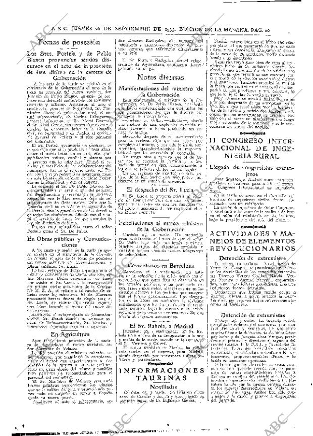 ABC MADRID 26-09-1935 página 20