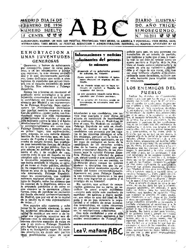 ABC MADRID 14-02-1936 página 15