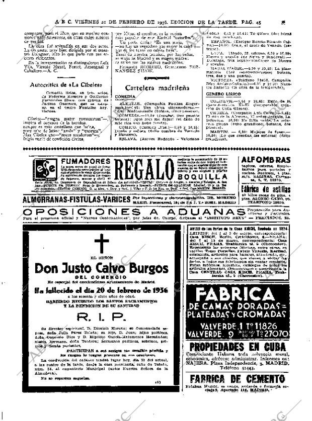 ABC MADRID 21-02-1936 página 45