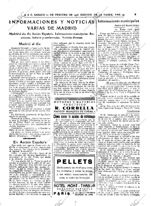 ABC MADRID 22-02-1936 página 43