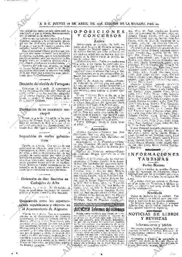 ABC MADRID 16-04-1936 página 20