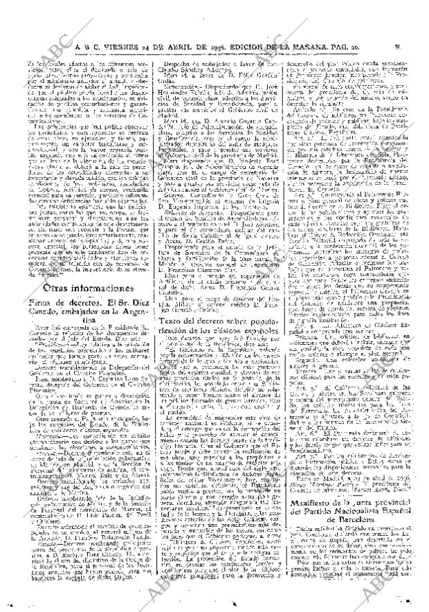 ABC MADRID 24-04-1936 página 20