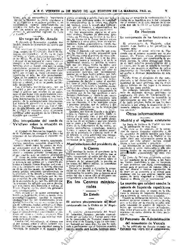 ABC MADRID 22-05-1936 página 20