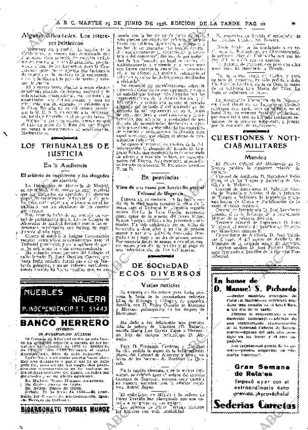 ABC MADRID 23-06-1936 página 22