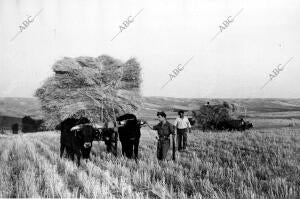 Campesinos realizando sus tareas en los pueblos de la Sierra, mientras los...