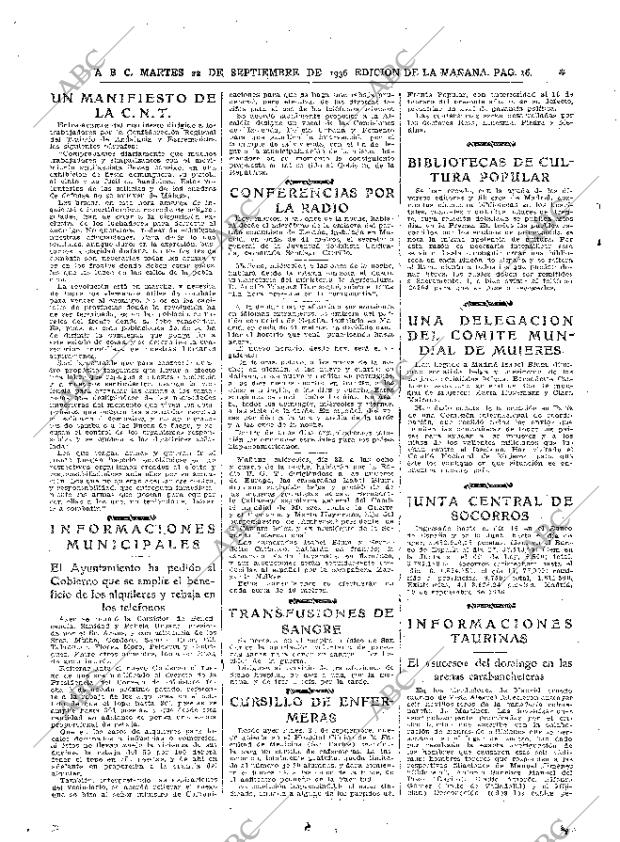 ABC MADRID 22-09-1936 página 16