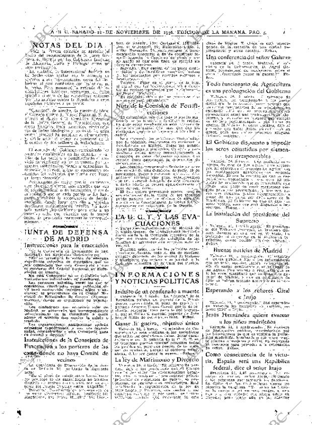 ABC MADRID 21-11-1936 página 5
