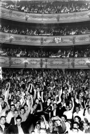 Un detalle del teatro principal durante el acto organizado por la confederación...