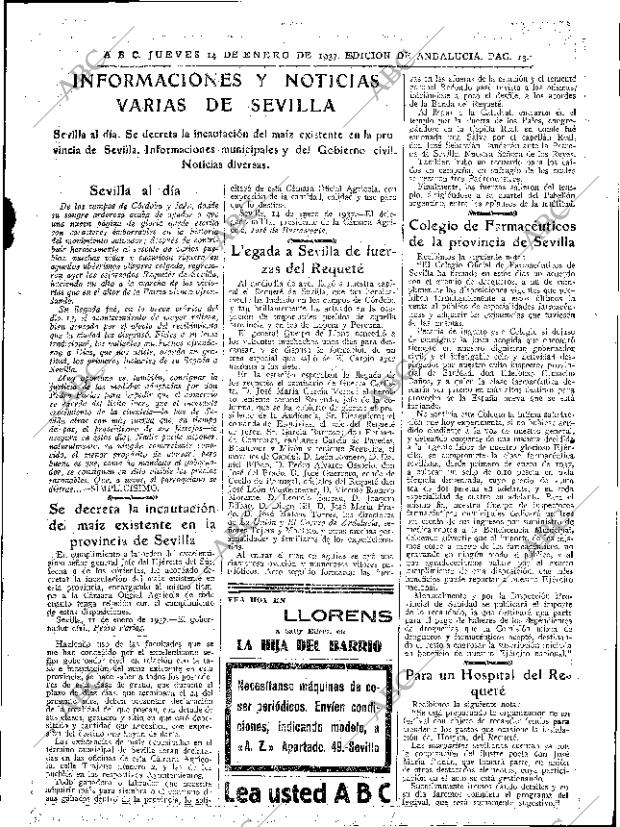 ABC SEVILLA 14-01-1937 página 13