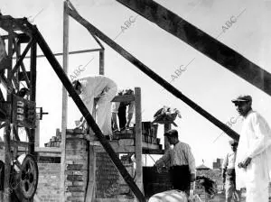 Trabajadores de la construcción en una Obra, en Madrid