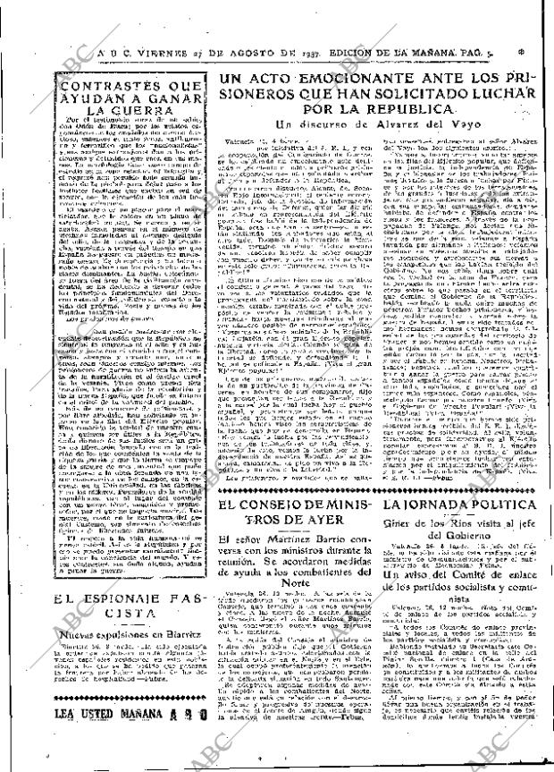 ABC MADRID 27-08-1937 página 5