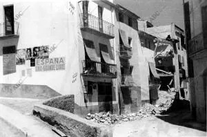 Una calle de mora de Ebro (Tarragona), Bombardeada por las Tropas Nacionales
