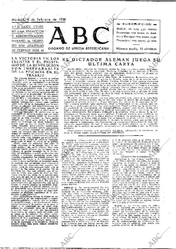 ABC MADRID 06-02-1938 página 2