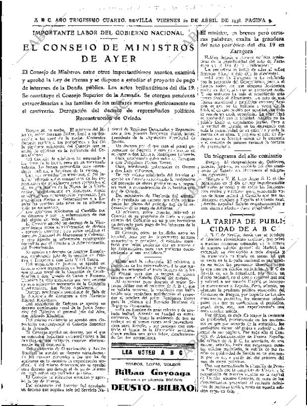 ABC SEVILLA 22-04-1938 página 9