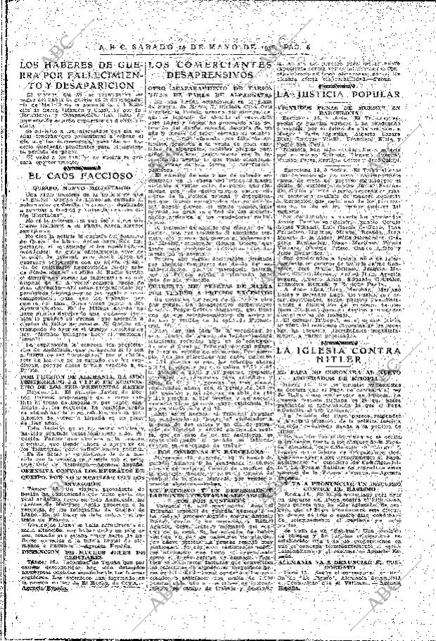 ABC MADRID 14-05-1938 página 6