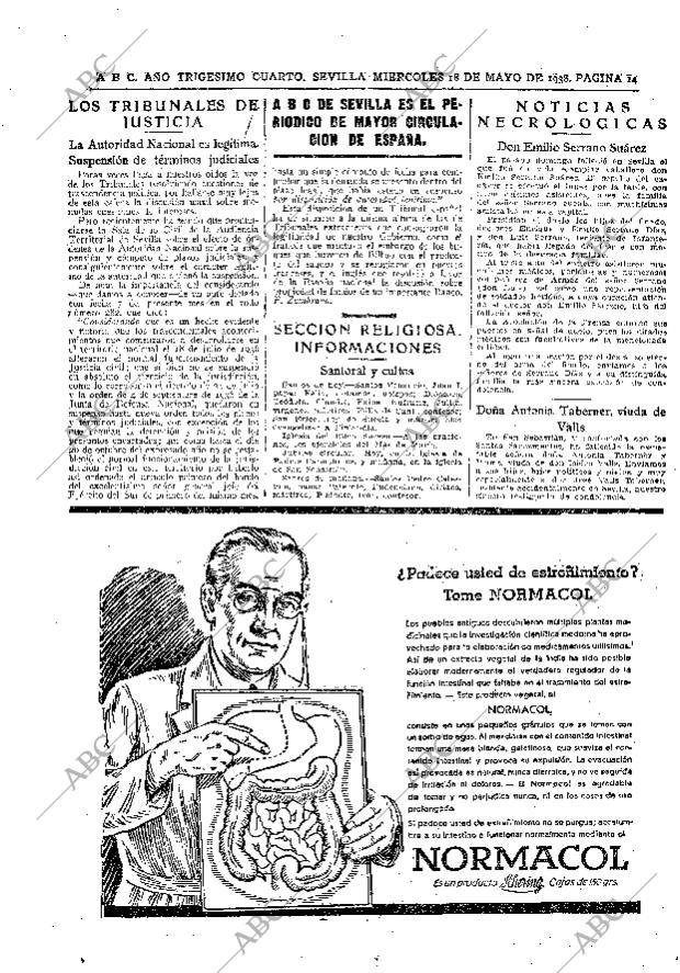 ABC SEVILLA 18-05-1938 página 14