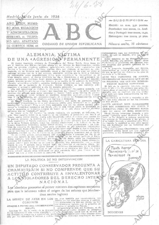 ABC MADRID 24-06-1938 página 1