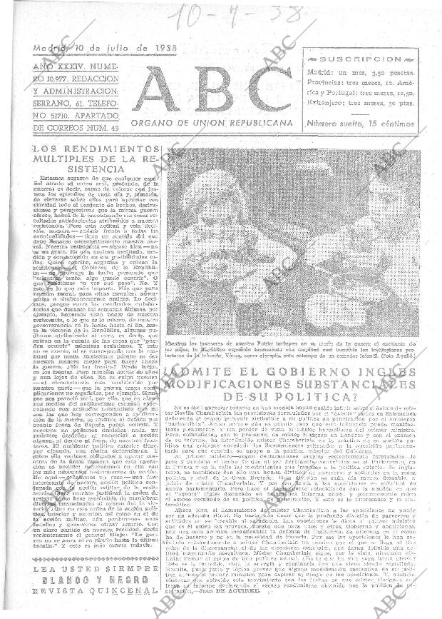 ABC MADRID 10-07-1938 página 1