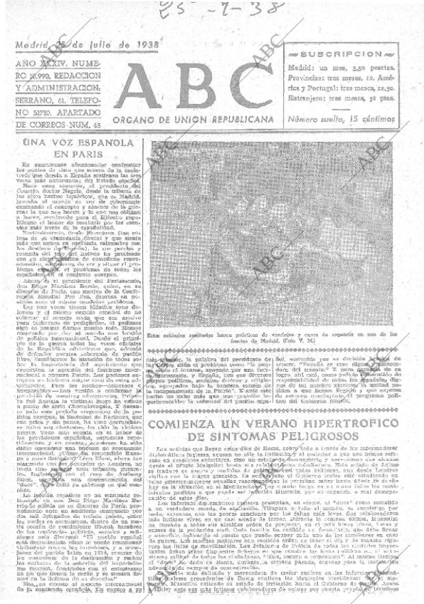 ABC MADRID 25-07-1938 página 1