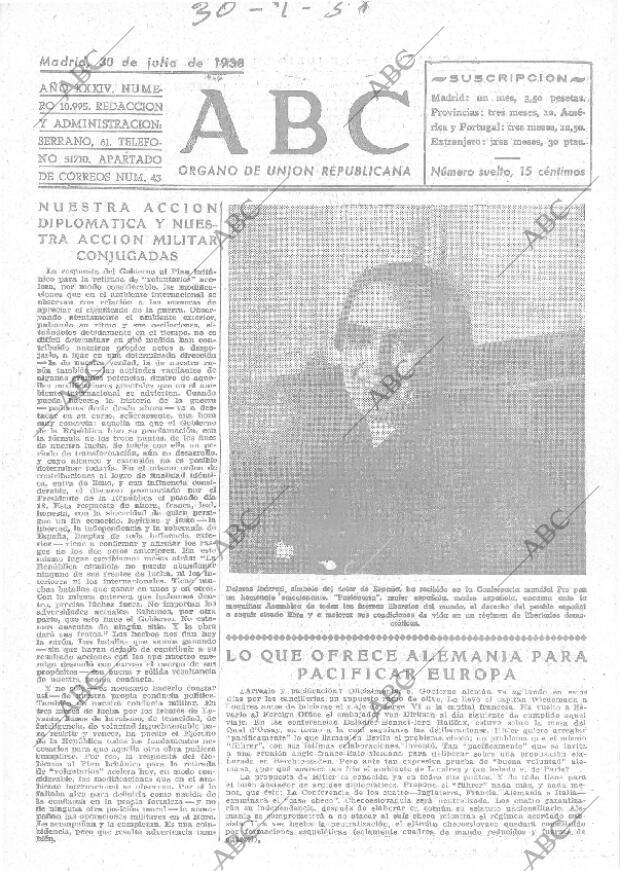 ABC MADRID 30-07-1938 página 1