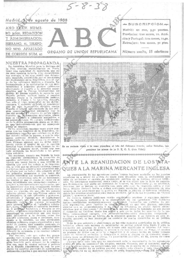 ABC MADRID 05-08-1938 página 1