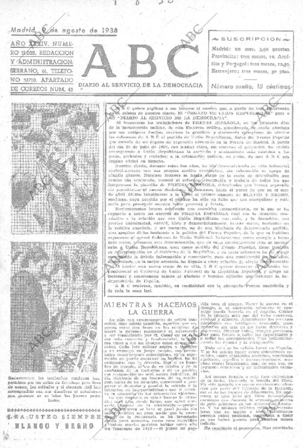 ABC MADRID 09-08-1938 página 1