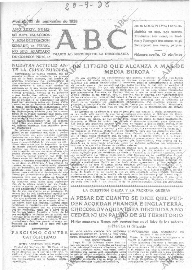 ABC MADRID 20-09-1938 página 1