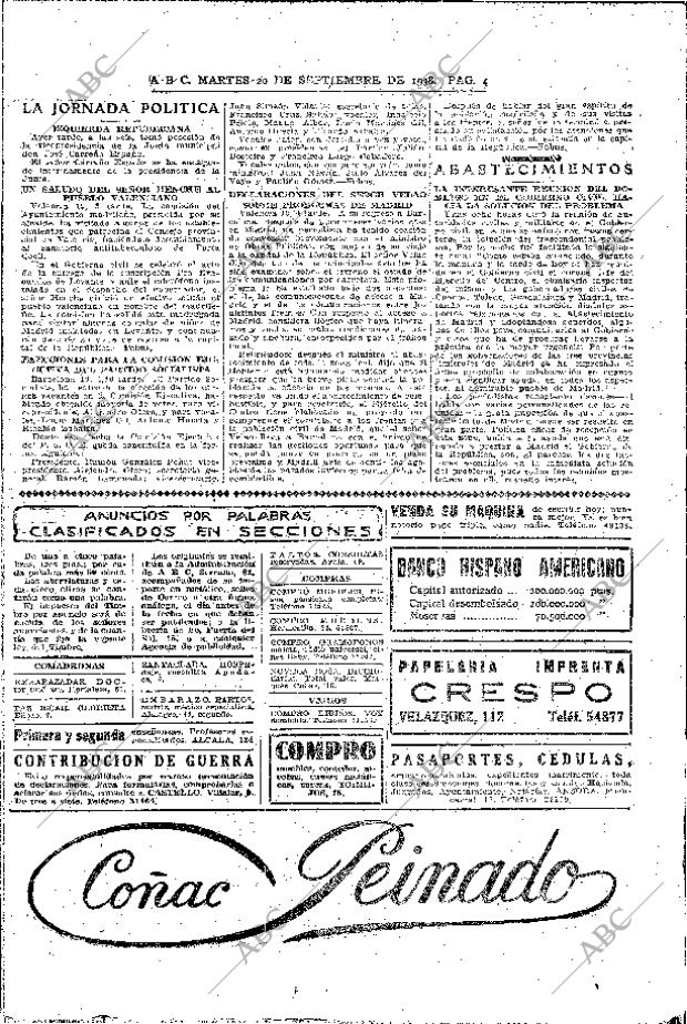 ABC MADRID 20-09-1938 página 4