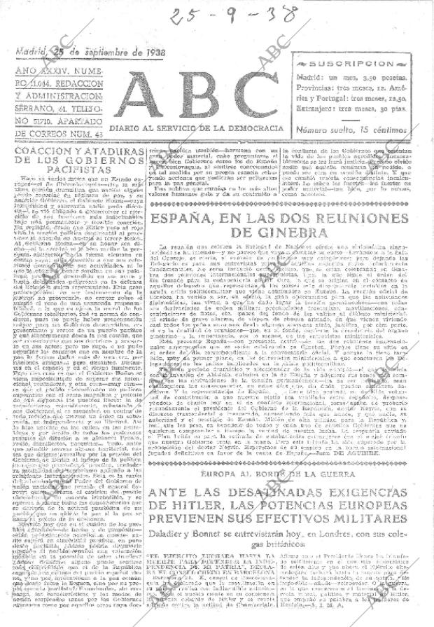 ABC MADRID 25-09-1938 página 1