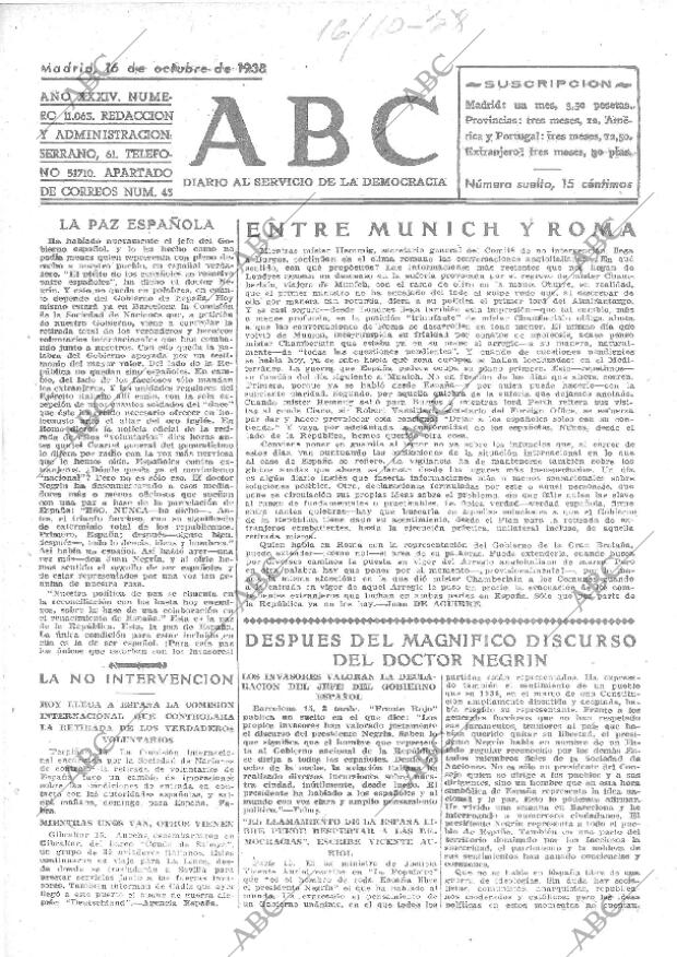 ABC MADRID 16-10-1938 página 1