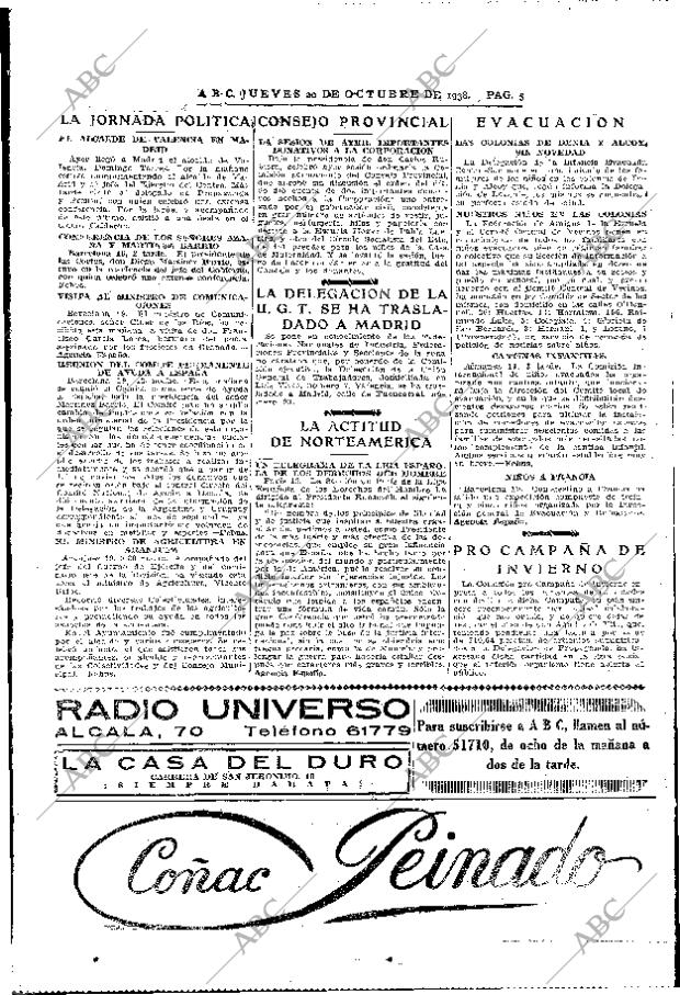 ABC MADRID 20-10-1938 página 5