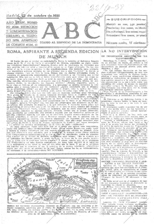 ABC MADRID 22-10-1938 página 1