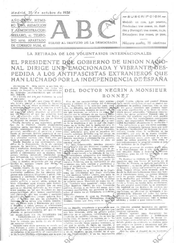 ABC MADRID 30-10-1938 página 1