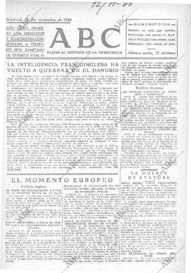 ABC MADRID 12-11-1938 página 1