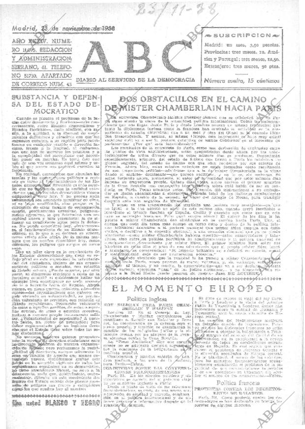 ABC MADRID 23-11-1938 página 1