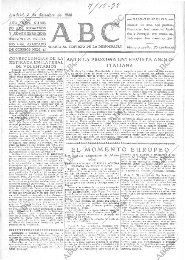 ABC MADRID 07-12-1938 página 1