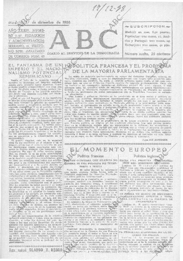 ABC MADRID 17-12-1938 página 1