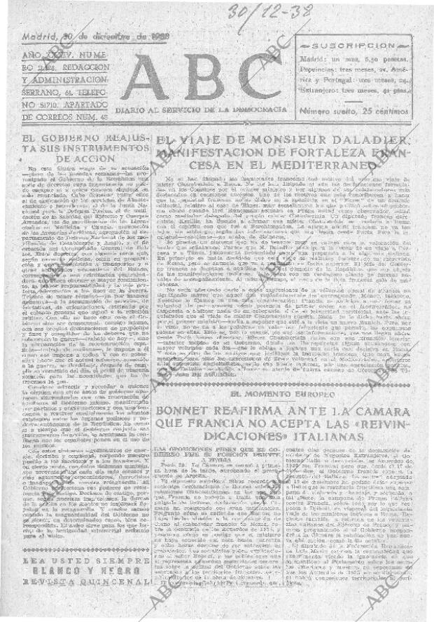 ABC MADRID 30-12-1938 página 1