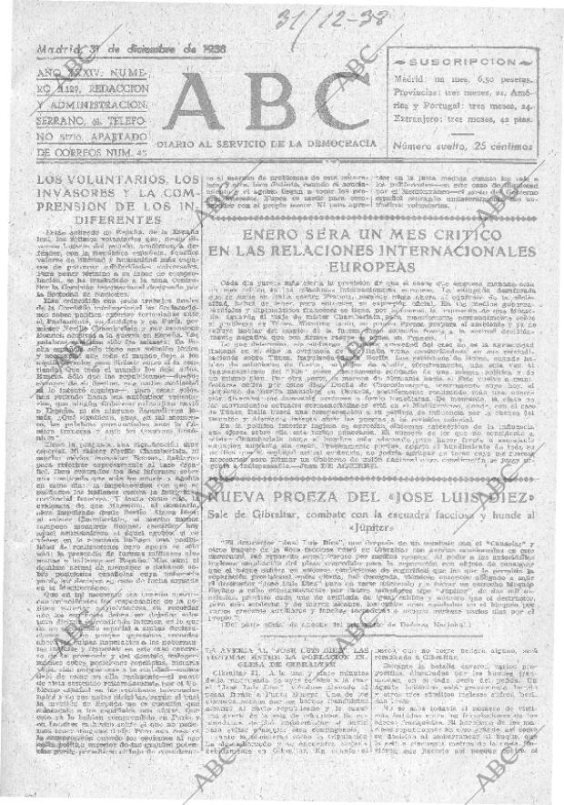 ABC MADRID 31-12-1938 página 1